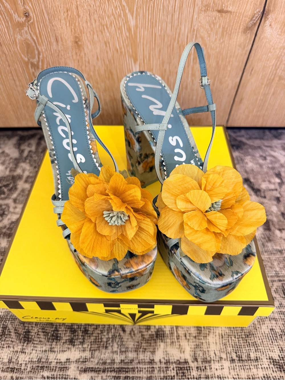 Sienna Flower Circus by Sam Edelman Cool Mint, Yellow Floral Platform Sandals